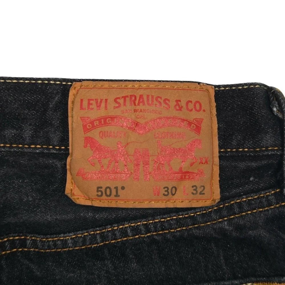Levis 501 Original Fit Jeans Mens 30x32 Fits 28×27 Black‎ Dark Wash Straight